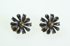 Ohrclips Blumen Skandinavien vintage 50er 60er Jahre schwarz/goldfarbig Schmuck