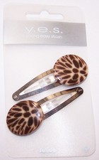 2x HAARSPANGE -Silber, Braun-