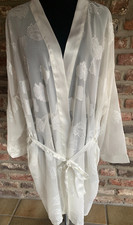 Damen Morgenmantel AFTER EDEN  Creme Gr. M, Transparent, Satinränder, Ausbrenner