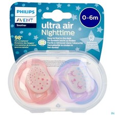 PHILIPS AVENT Silikon Schnuller 0-6 Monate Ultra Air Nighttime 2 Stk Mädchen ✅