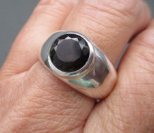 Damen Ring 925 Sterlingsilber poliert Rauchquarz rund Schliff braun Rg 58/18