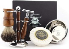 5-teiliges Rasierset aus Holz Rasierhobel Rasierpinsel Rasierseife Schale Stände