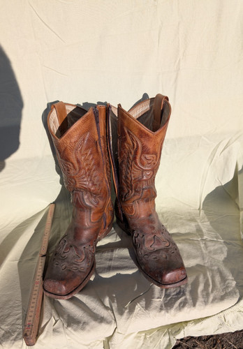 Braune leder cowboystiefel - braune, leder-cowboystiefel