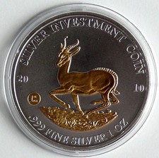 Malawi 50 Kwacha 2010 Springbock, 1 Oz Silber, Gilded