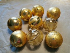 Krebs Glas Lauscha Weihnachtskugeln Liliana Gold mit Ornamenten 9er Set, Ø 8 cm