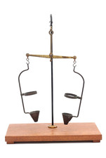 Antike Balkenwaage Krämmerwaage Apothekerwaage Holz & Metall H 43 cm