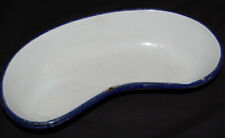 Nierenschale 26 cm Email Emaille Schale Schüssel weiß Rand blau