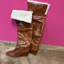 Damen Stiefel Braun Größe 41 mit Keilabsatz Neu Ungetragen