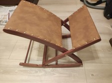 ONVAYA® Beinschaukel  Fußablage  Beinauflagen  Fußstütze  Fußhocker Holz Leder