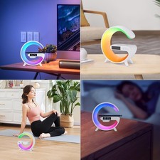 Smart LED Lampe G Bluetooth Lautsprecher Wireless Charger RGB Wecker Nachtlicht!