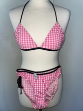 Designer Triangel Bikini von Joop! Pink Schwarz kariert Gr. 36 Neu
