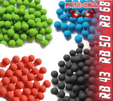 Rubberball RB Gummigeschosse Fritz-Cell Cal.43 50 68 schwarz blau grün orange ko