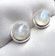 Mondstein Ohrstecker 925 Silber ca. 9 mm Durchmesser Blauschimmer NEU