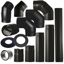Ofenrohr Rauchrohr DN150 2mm schwarz Abgasrohr Winkel Stahl Wand Kamin Anschluss