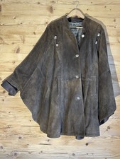 Damen Trachten Ledermantel/Cape, Fledermausärmel, H. Moser Salzburg, Braun,Gr.38