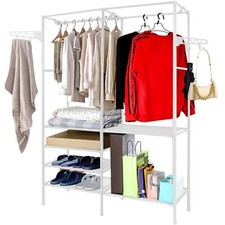 Kleiderständer Garderobenständer Kleiderstange Metall Wäscheständer mit Ablagen