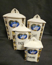 Nostalgie Vorrats-Dosen Gewürzdosen Keramik 4x Stück Vorratsgefäße  Schwan Decor