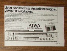 Seltene Werbung AIWA TPR 990 Radio-Cassetten-Recorder HiFi-Portable #3 1980