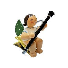 Christbaumengel Engel mit Fagott auf Klemme braun 650/90/43 Wendt & Kühn