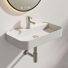 EMKE Keramik Waschbecken Wandhängend Waschtisch Aufsatzwaschbecken Länge 60x40cm