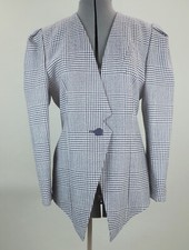 Extravagante Jacke Blazer 80er Jahre Hahnentrittmuster blau weiß Gr. 38