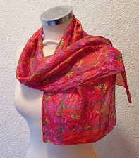 Leichter Seidenschal Paisley/Blumen pink-rot-gelb-lila-türkis