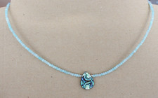44 cm Facettiert Amazonit + Paua Abalone Edelstein  kette  3mm  (Amzo-11 )