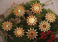 Strohsterne Zimt Set 3 Handarbeit Baumschmuck Sterne Weihnachten Dekoration