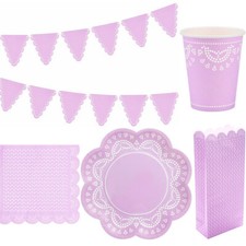 112-tlg. Party Set Teller Becher Servietten Tüten Girlande für 20 Gäste - Punkte