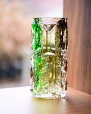 Czech brutalist glass vase - czech,