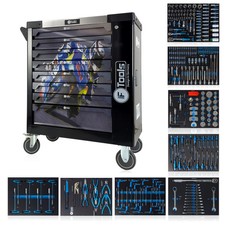 Werkstattwagen 8 Schubladen, 8 befüllt, bestückt, gefüllt - Schwarz