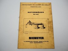 Niemeyer RO166 Rotormäher Betriebsanleitung Ersatzteilliste 1979
