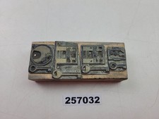 Druckplatte Schlüssel Kastenschloss Holz Metall antik Handwerk vintage #257032