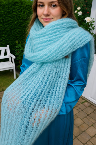 Stola handgestrickt aus mohair - stola,