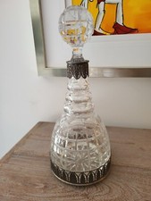 Antike Wein Glas Karaffe mit Zinn Montierung