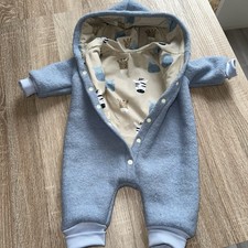 Wollwalk Overalls 62 mit Süßen Innenfutter In Beige mit Zootieren Handmade Neu