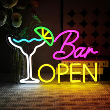 Bar Open Neon Schild Cocktails