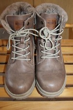 MUSTANG DAMEN WINTER BOOTS GR. 39 LEDER BRAUN, IMITAT FELL, NEUWERTIG! TOP!