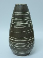 hohe Keramik Vase mid mod 50er 60er Streifen Dekor