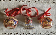 3 x  Christbaumschmuck aus Glas :  2 Kugeln  + 1 Glocke - Hutschenreuther-2009