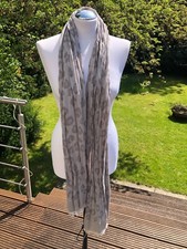 Damen-Schal Tuch, grau mit Muster, ca. 180x60 cm Baumwolle/Kunstseide