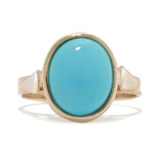 Ring mit einem Türkis 11,2 x 9mm in 585er Gelbgold 14 K Ringgröße 51