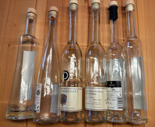 6  schlanke Glasflaschen Likörflaschen Schnapsflaschen, 0,35 / 0,5 l mit Stöpsel