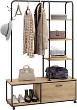 Kleiderständer Kleiderschrank mit Schuhregal Hell Eiche+Schwarz rs46wdb