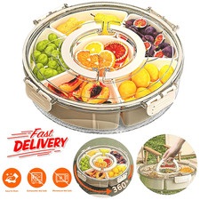 Transparent Snackbox mit 6 Fächer Servierschale mit Deckel und Griff Partyplatte