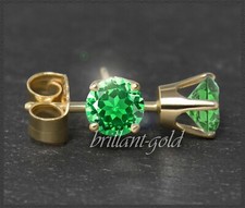 Ohrstecker 585 Gold, smaragd-grüne Topase 4, 5, 6, 7 mm, Gelbgold, Weißgold