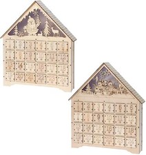 XXL Adventskalender aus Holz - LED Beleuchtung zum Selbstbefüllen  37,5x7,5x43,5
