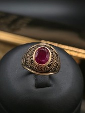 Ring Größe 51 Gelbgold 416  10karat  Siegelring Collegering High School Rubin 66