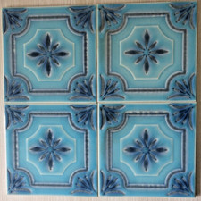 4 FLIESEN- TRUE VINTAGE - VILLEROY & BOCH- 1973 - 15/15 CM - DEKO - TÜRKIS