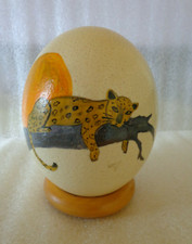 Straussenei Handbemalt , Leopard